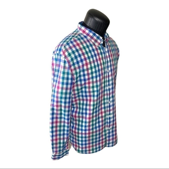 OLD Navy Plaid Casual Button Down Shirt Long Sleeve Men's XXL Cotton Blue White - Picture 3 of 12